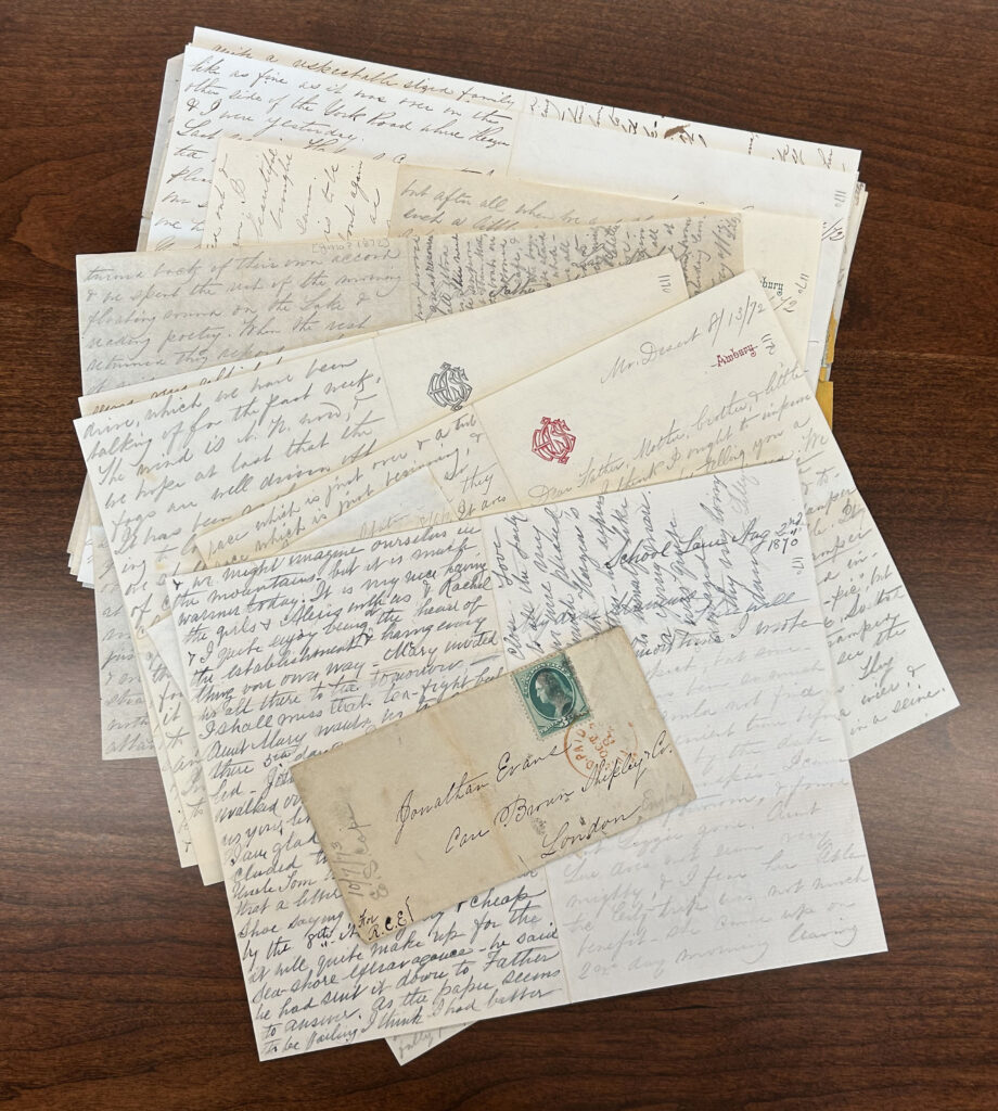 An array of letters from the Cope-Evans Family papers.